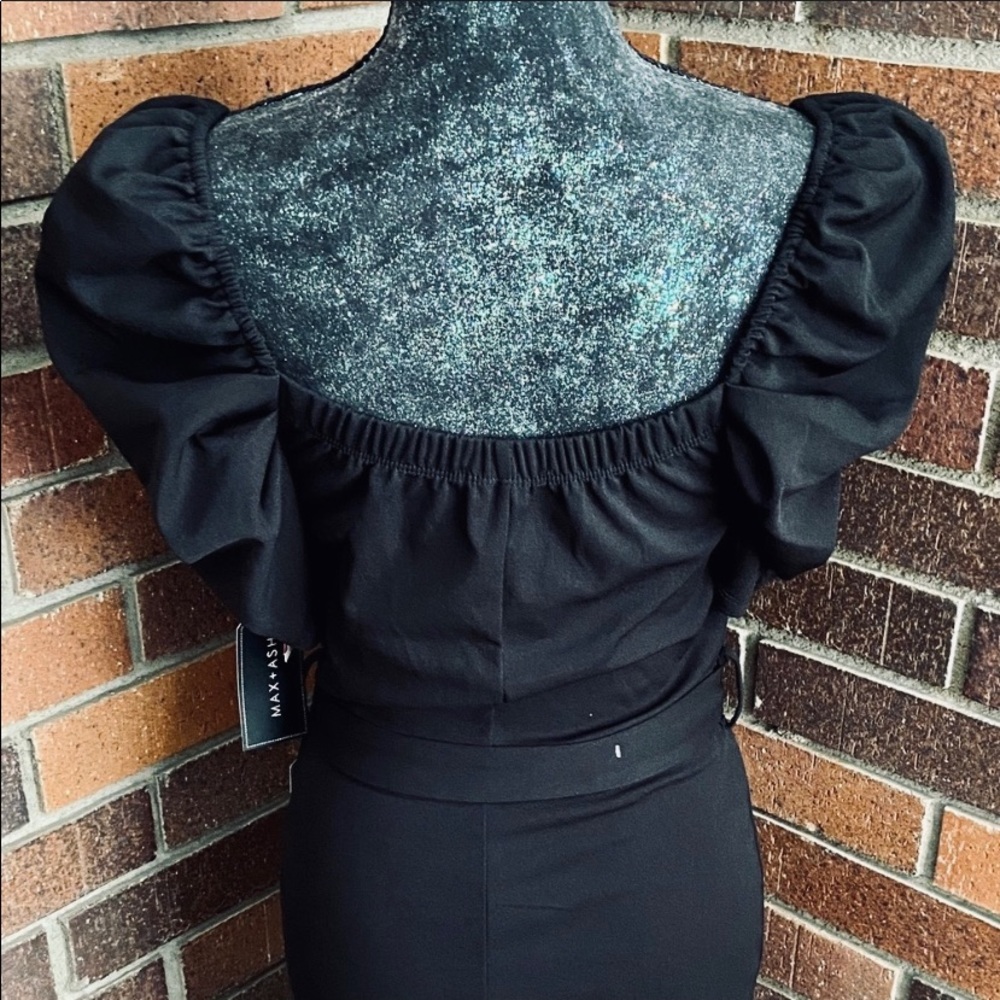 Max & Ash Black Wrap Puff Sleeve Dress - Picture 7 of 8